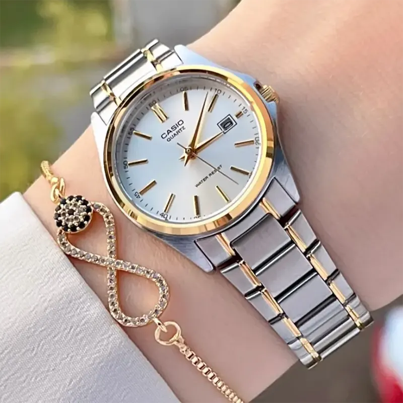 Casio Enticer Two-tone Silver Dial Gold Ladies Watch- LTP-1183G-7A